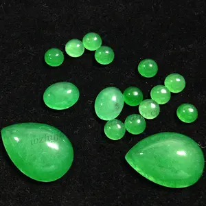 8*10mm Nice pear cabochon dyed green jade for jewelry