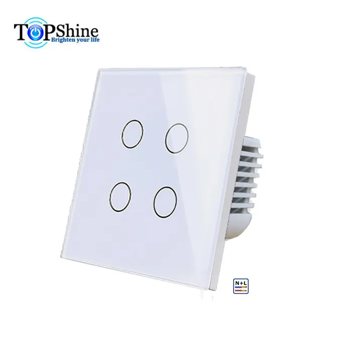 86 type switch 4 gang toughened glass panel electrical touch switch with speedy touch response for smart home