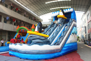 Thiết kế phổ biến <span class=keywords><strong>Inflatable</strong></span> chim cánh cụt kép làn đường trượt biển sóng trượt <span class=keywords><strong>Inflatable</strong></span> ướt n khô trượt với hồ bơi - Product Image 6