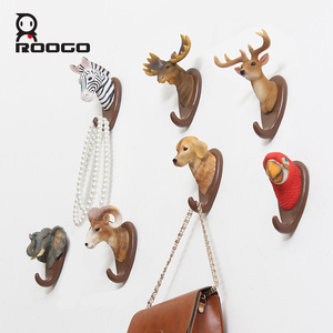 Crochets muraux en résine réaliste de style rustique ROOGO, représentant des animaux de la jungle, pour clés, manteaux, serviettes, décoration intérieure - Product Image 5