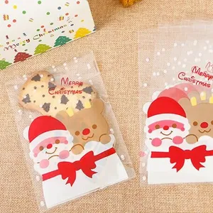 Sacos de doces com design personalizado, pacote com 200 sacos doces de plástico transparente para embalagem de biscoitos, doces