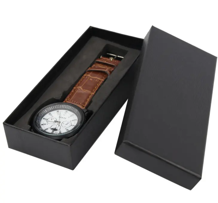 安い紙カスタムロゴプリント時計ギフト包装ボックス段ボール時計ボックス蓋付き