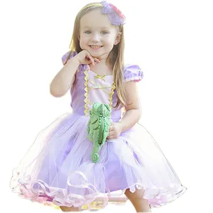 Ragazze cartoon princess Rapunzel Dress Fancy Party Costume Princess Girl Dress up Kids Cosplay Party Vestido For Girls Wear