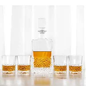 钻石切割长方形优质威士忌酒瓶设置威士忌酒吧集合