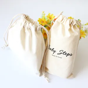 6OZ Small Organic Cotton Draw String Bag with Custom Printing Logo