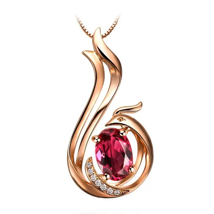 Phoenix pendant ruby inlayed clavicle necklace for women