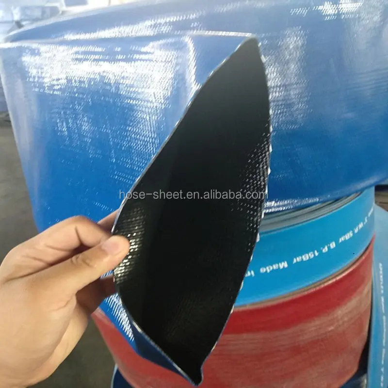 Blue double layer Water discharging PVC lay flat hose