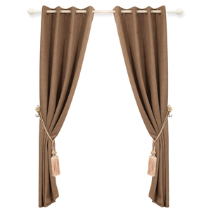 Faux Lin Occultant Rideaux de Couleur Unie <span class=keywords><strong>pour</strong></span> le Salon - Product Image 1