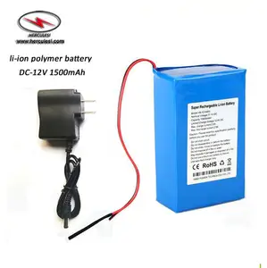 Bateria de polímero de íon de lítio, dc 12v 1500mah com interruptor de ligação/desligamento para backup