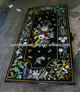 Incrustation de Table à manger en pierre Semi précieuse, motif de marbre, de luxe - Product Image 1