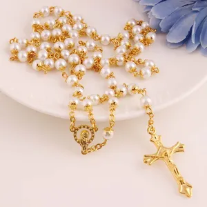 في المخزون مجوهرات الدينية المسيحية الصليب قلادة حبات سلسلة الصلوات قلادة الجملة الترويجية