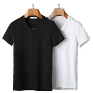 Online alışveriş pamuk t shirt özel baskı erkekler V boyun t shirt