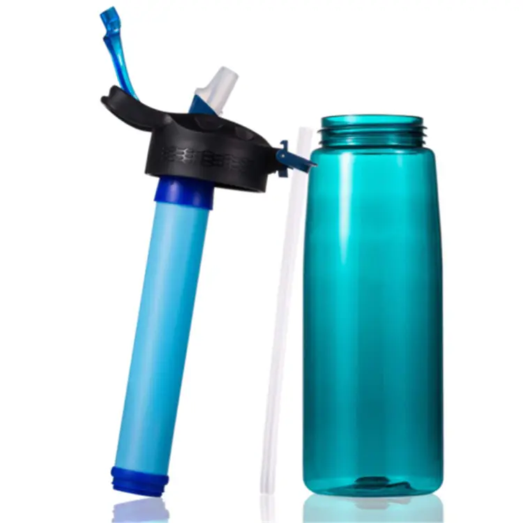 Portable personal water filter bottle water bottle with filter BPA Free with 4-Stage Intergrated Filter Straw