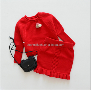 de Invierno últimas patrones que hacen punto <span class=keywords><strong>el</strong></span> suéter de los niños, muchachas de la manga larga de dos piezas suéter vestido - Product Image 2