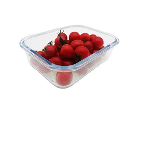Diverses capacités hermétique bac à légumes 630ml récipients de stockage de nourriture en verre avec couvercle en plastique