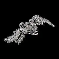 EL0561 Baroque Silver Alloyประกวดใบชุดอุปกรณ์เสริมHeaddressเจ้าสาวงานแต่งงานRhinestoneคลิปผมคริสตัลหวี