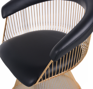 Chaise de mariage de haute qualité, chaise de salle à manger en fil d'or avec coussin de siège en PU, chaise de salon, sucette goldfinger - Product Image 4