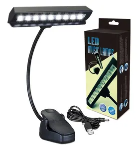 2 Level Brightness Adjustable LED Book Lights USB and Battery Operated Read Lights ODM 9 LED Music Stand Lights