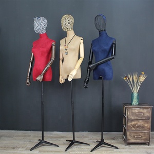 Maniquí de pie con forma de vestido femenino cubierto de lino de tela de <span class=keywords><strong>media</strong></span> <span class=keywords><strong>escala</strong></span> de nuevo diseño con cabeza de alambre de hierro - Product Image 3