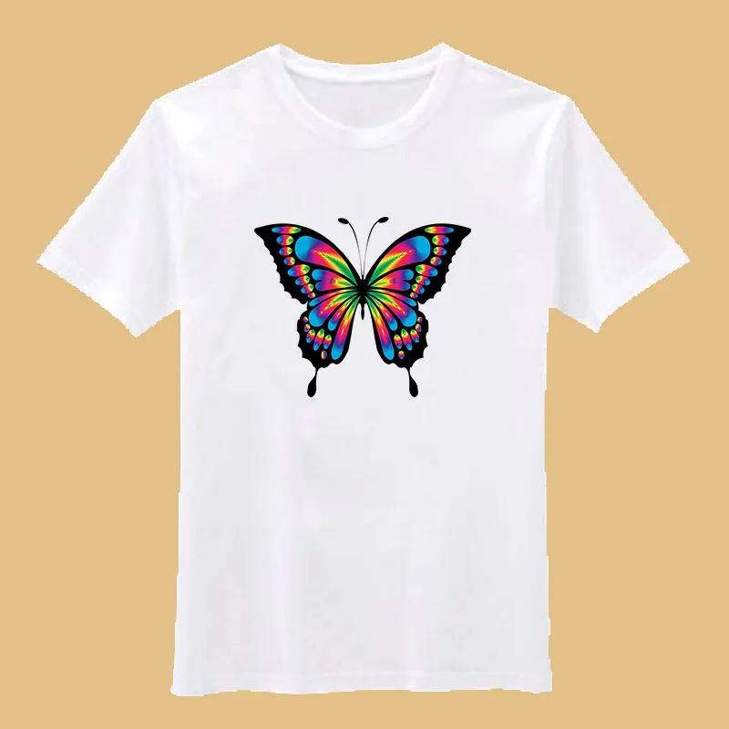 Пользовательские футболки, трафаретная печать, красивый дизайн бабочки, пластиковый теплоперенос