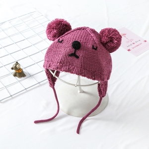 All'ingrosso della fabbrica bella 100% acrilico Chunky Beany cappello lavorato a maglia bambino neonato berretti invernali per l'inverno