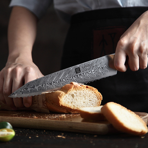 XINZUO Ensemble de 5 couteaux de <span class=keywords><strong>cuisine</strong></span> professionnels en acier Damas <span class=keywords><strong>japonais</strong></span> véritable, manche en bois, fabricant de couteaux - Product Image 4