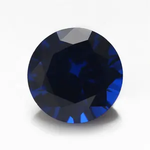 Sintetis Batu Permata untuk Perak Bulat Diamond Cut 114 Biru Spinel Permata