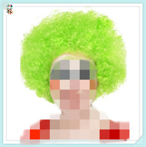 Disfraz de fiesta barato pelucas de <span class=keywords><strong>payaso</strong></span> sintéticas afro rizadas cortas de color <span class=keywords><strong>verde</strong></span> - Product Image 2