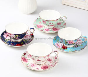 CCM-050 antico di caffè di ceramica tazze da tè e piattini/fine bone insieme di tè della porcellana/porcellana floreale tazze di caffè e piattini set, - Product Image 2