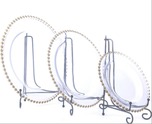 2022 Offre Spéciale usine bon marché 13 pouces or argent perlé <span class=keywords><strong>transparent</strong></span> chargeur plaque sous-plaques pour mariage - Product Image 5