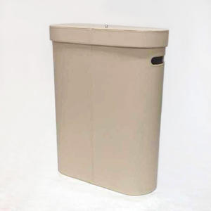 Oval Shape MDF Lid Stainless Steel Laundry <b>Hamper</b> <b>Basket</b> - Product Image 5