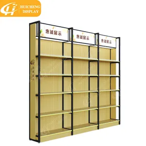 Customized Single Side Supermarket racks Store Display Equipment Storage Shelf wood steel display rack