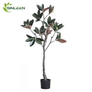 Gran oferta, decoración interior Artificial, planta de seda, planta de hoja, decoración en maceta para el hogar, habitación falsa, árbol de Magnolia