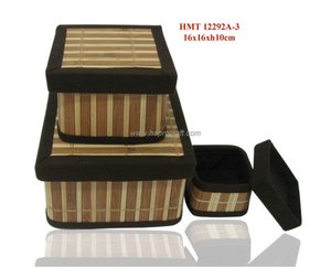 Organizador de contenedores de bambú con tapa, almacenamiento de alimentos, color Natural, para el hogar y organización - Product Image 1