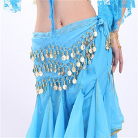 128 Munten Drie Lagen Van Chiffon Buikdans Rok, Arabisch Sexy Hip Sjaals