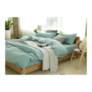 100% Cotton Màu Xám Melange Jersey Vải Bộ Đồ Giường Đặt Ga Trải Giường Duvet Cover Set