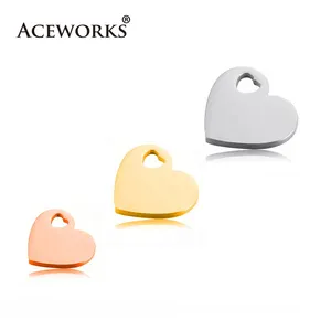 ACEWORKS Wholesale Stainless Steel Personalized Heart Pendant Logo Stamping Blanks