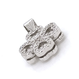 Dört yapraklı yonca Charms kolye Cz tam dolu <span class=keywords><strong>4</strong></span> yapraklı yonca <span class=keywords><strong>Charm</strong></span>, gerçek gümüş 925 ayar gümüş sevimli KYL-NSP0012 - Product Image 3