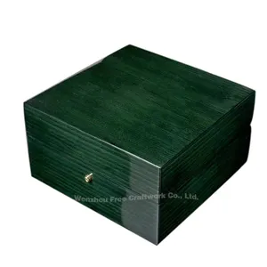 Unique en bois rectangulaire bouton serrure boîte de montre piano peinture verte exquise Laque boîte de luxe