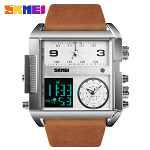 <span class=keywords><strong>Skmei</strong></span> — montre-bracelet numérique en cuir, couleur or, pour hommes, grand cadran, étanche, nouveau design à la mode, 3 fois, <span class=keywords><strong>1391</strong></span> - Product Image 5