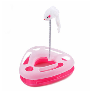 Giocattolo del piatto di inseguimento del gatto a forma di pesce <span class=keywords><strong>con</strong></span> la palla pazza della piuma del topo della molla - Product Image 6