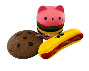 Bán Buôn Nhà Máy Giá Rẻ Nhà Cung Cấp PU Bọt Bánh Hamburger/Bánh Mì/Cookie Hình Dạng Khuyến Mại Đồ Chơi Quả Bóng Squishy Thực Phẩm Căng Thẳng Bóng - Product Image 1