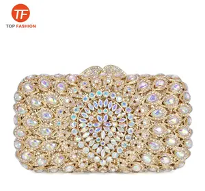 Elegant Crystal Rhinestone Clutch Purse AB Gold Avondtasje voor Wedding Party Groothandel uit China OEM Fabriek