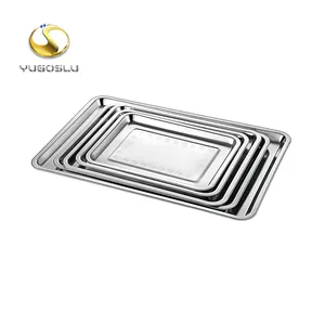 Free sample Cheap 20 mm depth flat durable stainless steel bbq serving cafeteria tray