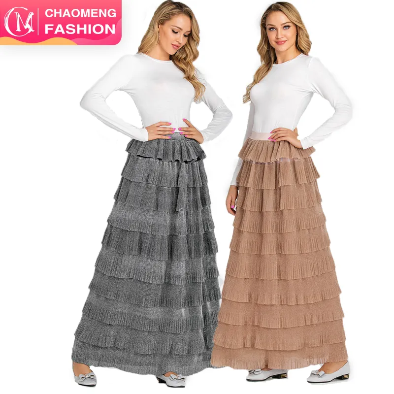 2238#Latest fashion design ladies flare long muslim women african maxi skirt