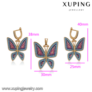 64258 بالجملة التركية مجوهرات اكسسوارات متعدد الألوان فراشة مجوهرات مطلية بالذهب مجموعة - Product Image 6