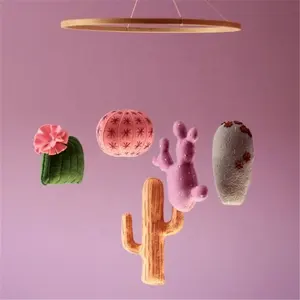 Fashionable design Handmade green Cactus Crib mobiles for Nursery felt Cactus mobile for baby