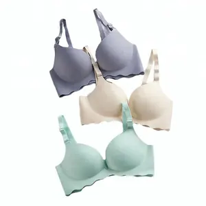 Candy Color Flower Edge Seamless Women Fashion Push Up Bra Underwear