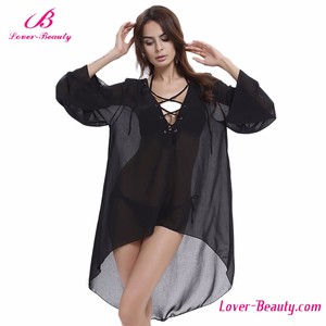 Nero Trasparente Donne Sexy Beach Cover Up - Product Image 1