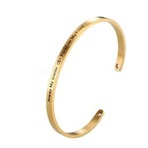 Elegante recuerdos chapado en oro pulsera brazalete grabado <span class=keywords><strong>siempre</strong></span> mi hermana <span class=keywords><strong>para</strong></span> <span class=keywords><strong>siempre</strong></span> mi amigo inspiración brazalete de la joyería - Product Image 2